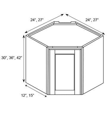 Diagonal Corner Wall Cabinets - 30 in H x 24 in W x 24 in D - AO - Pre Assembled