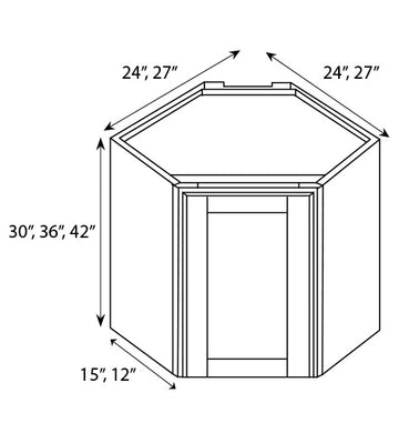 Diagonal Corner Wall Cabinets - 36 in H x 27 in W x 15 in D - AO - Pre Assembled