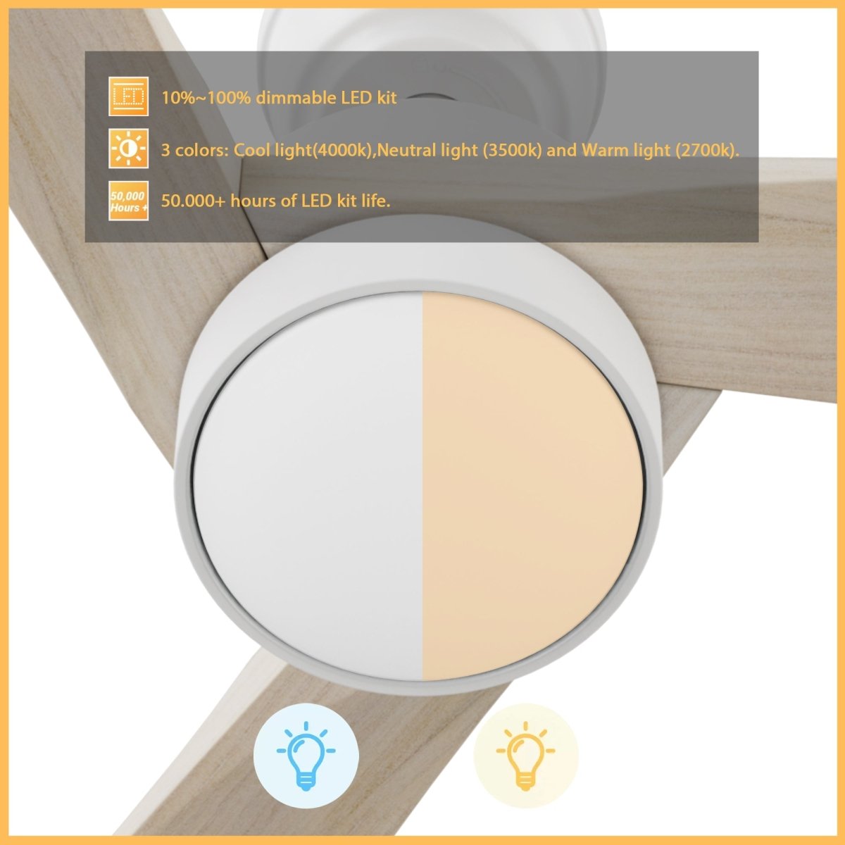 WESTBURY 52 inch 3 - Blade Ceiling Fan with LED Light & Remote - LEDMyPlace