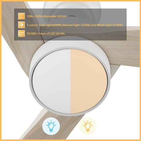 WESTBURY 52 inch 3 - Blade Ceiling Fan with LED Light & Remote - LEDMyPlace