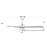 WESTBURY 52 inch 3 - Blade Ceiling Fan with LED Light & Remote - LEDMyPlace