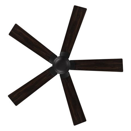 Wynston 52 inch 5 - Blade Flush Mount Ceiling Fan with Remote Control - Black/Walnut & Black Reversible Blades (No Light) - LEDMyPlace