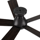 Wynston 52 inch 5 - Blade Flush Mount Ceiling Fan with Remote Control - Black/Walnut & Black Reversible Blades (No Light) - LEDMyPlace
