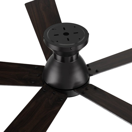 Wynston 52 inch 5 - Blade Flush Mount Ceiling Fan with Remote Control - Black/Walnut & Black Reversible Blades (No Light) - LEDMyPlace