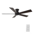 Wynston 52 inch 5 - Blade Flush Mount Ceiling Fan with Remote Control - Black/Walnut & Black Reversible Blades (No Light) - LEDMyPlace