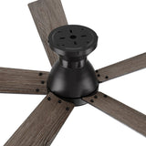 Wynston 52 inch 5 - Blade Flush Mount Ceiling Fan with Remote Control - Black/Walnut & Black Reversible Blades (No Light) - LEDMyPlace