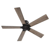 Wynston 52 inch 5 - Blade Flush Mount Ceiling Fan with Remote Control - Black/Walnut & Black Reversible Blades (No Light) - LEDMyPlace