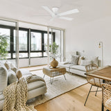 Wynston 52 inch 5 - Blade Flush Mount Ceiling Fan with Remote Control - White (No Light) - LEDMyPlace