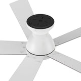 Wynston 52 inch 5 - Blade Flush Mount Ceiling Fan with Remote Control - White (No Light) - LEDMyPlace