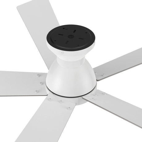 Wynston 52 inch 5 - Blade Flush Mount Ceiling Fan with Remote Control - White (No Light) - LEDMyPlace