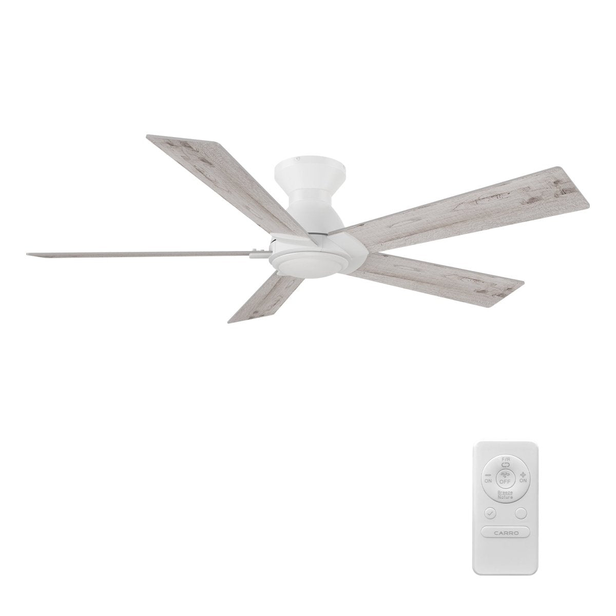 Wynston 52 inch 5 - Blade Flush Mount Ceiling Fan with Remote Control - White (No Light) - LEDMyPlace