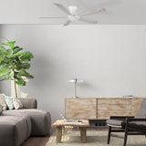 Wynston 52 inch 5 - Blade Flush Mount Ceiling Fan with Remote Control - White (No Light) - LEDMyPlace