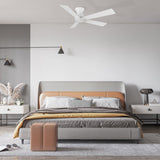 Wynston 52 inch 5 - Blade Flush Mount Ceiling Fan with Remote Control - White (No Light) - LEDMyPlace