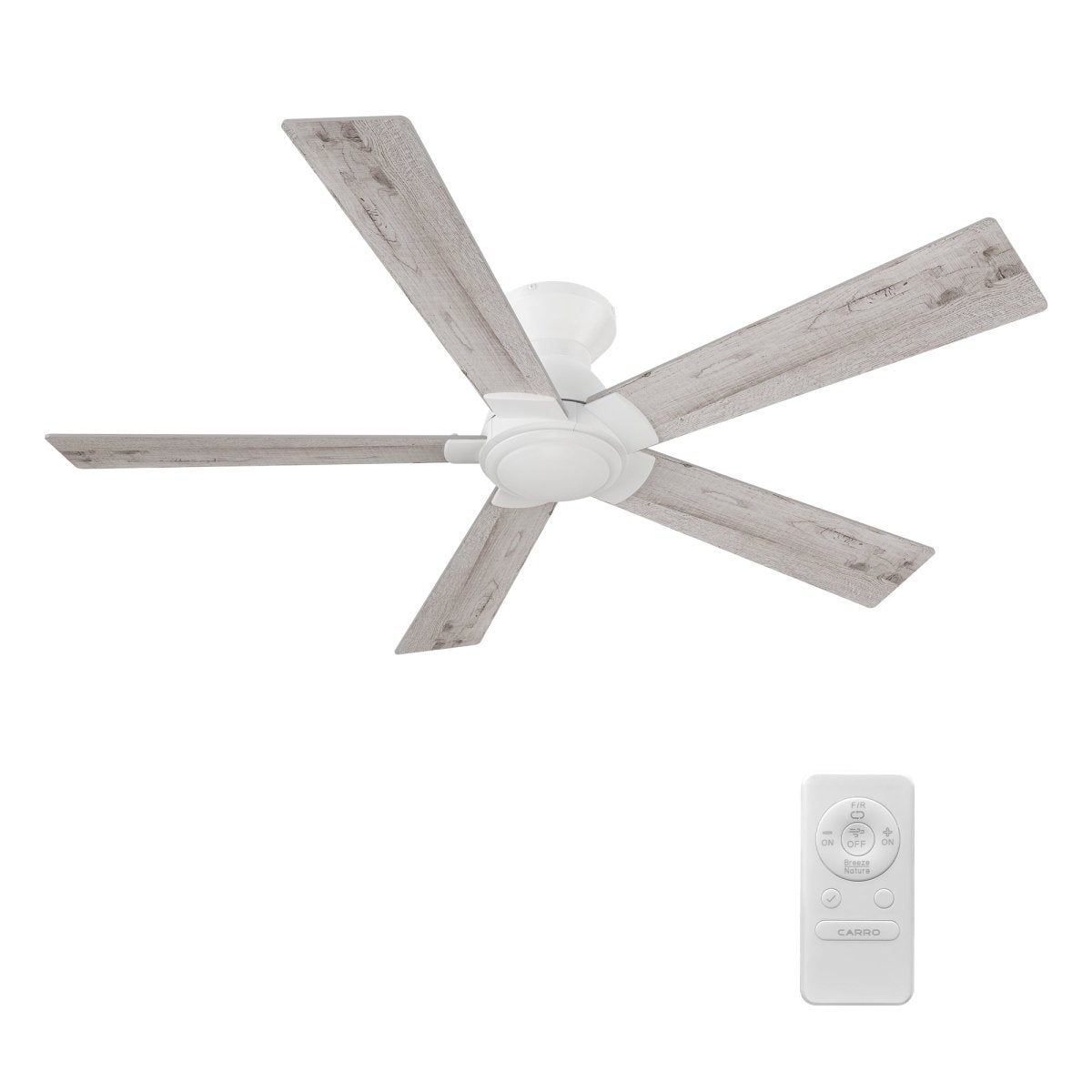 Wynston 52 inch 5 - Blade Flush Mount Ceiling Fan with Remote Control - White (No Light) - LEDMyPlace
