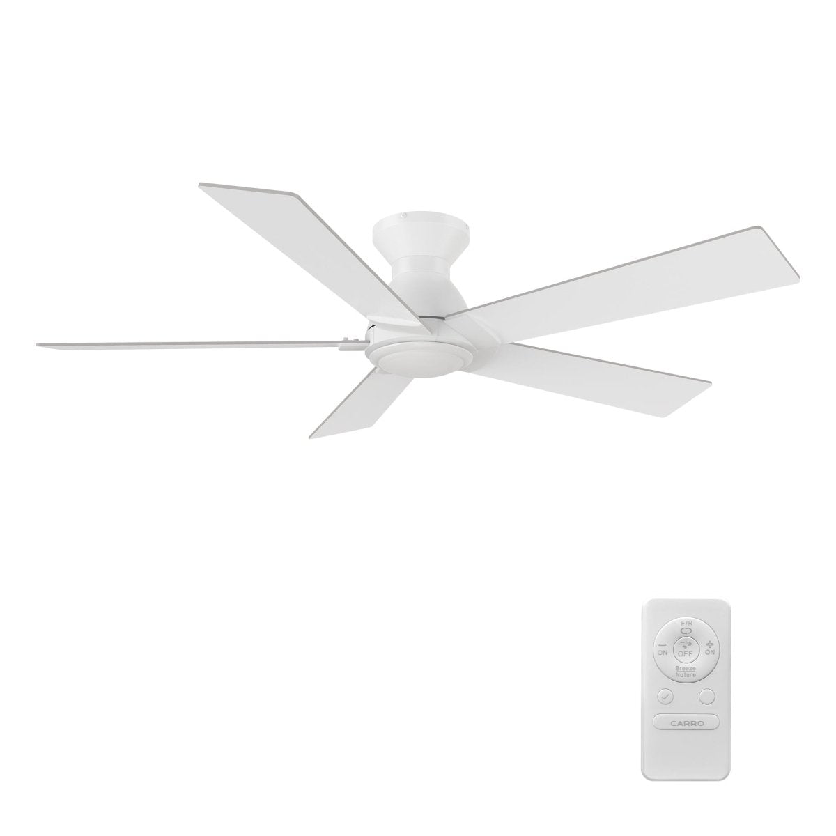 Wynston 52 inch 5 - Blade Flush Mount Ceiling Fan with Remote Control - White (No Light) - LEDMyPlace