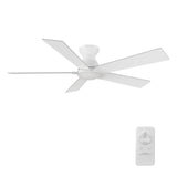 Wynston 52 inch 5 - Blade Flush Mount Ceiling Fan with Remote Control - White (No Light) - LEDMyPlace