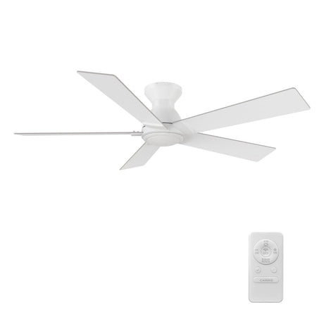 Wynston 52 inch 5 - Blade Flush Mount Ceiling Fan with Remote Control - White (No Light) - LEDMyPlace