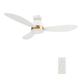 YORK 52 inch 3 - Blade Flush Mount Smart Ceiling Fan with LED Light & Remote - LEDMyPlace