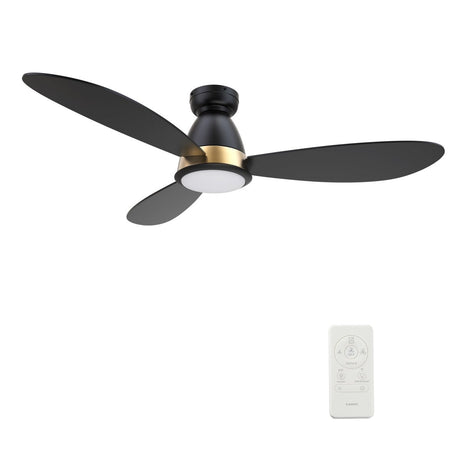 YORK 52 inch 3 - Blade Flush Mount Smart Ceiling Fan with LED Light & Remote - LEDMyPlace