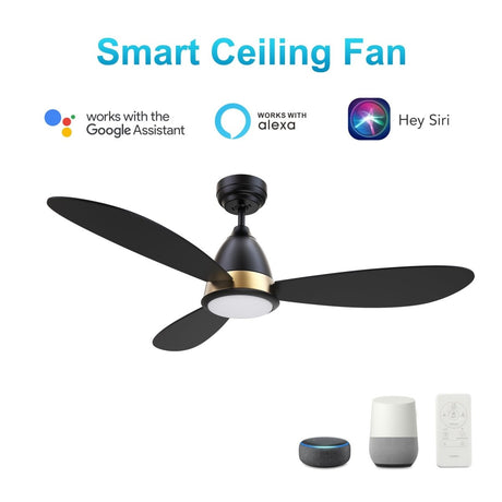 YORK 52 inch 3 - Blade Smart Ceiling Fan with LED Light & Remote - LEDMyPlace