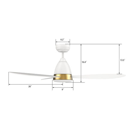 YORK 52 inch 3 - Blade Smart Ceiling Fan with LED Light & Remote - LEDMyPlace
