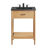 Zaire 24 In. Freestanding Bathroom Vanity with Ceramic Sink Top & Open Shelf Storage