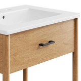 Zaire 24 In. Freestanding Bathroom Vanity with Ceramic Sink Top & Open Shelf Storage