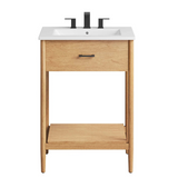 Zaire 24 In. Freestanding Bathroom Vanity with Ceramic Sink Top & Open Shelf Storage