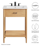 Zaire 24 In. Freestanding Bathroom Vanity with Ceramic Sink Top & Open Shelf Storage