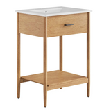 Zaire 24 In. Freestanding Bathroom Vanity with Ceramic Sink Top & Open Shelf Storage