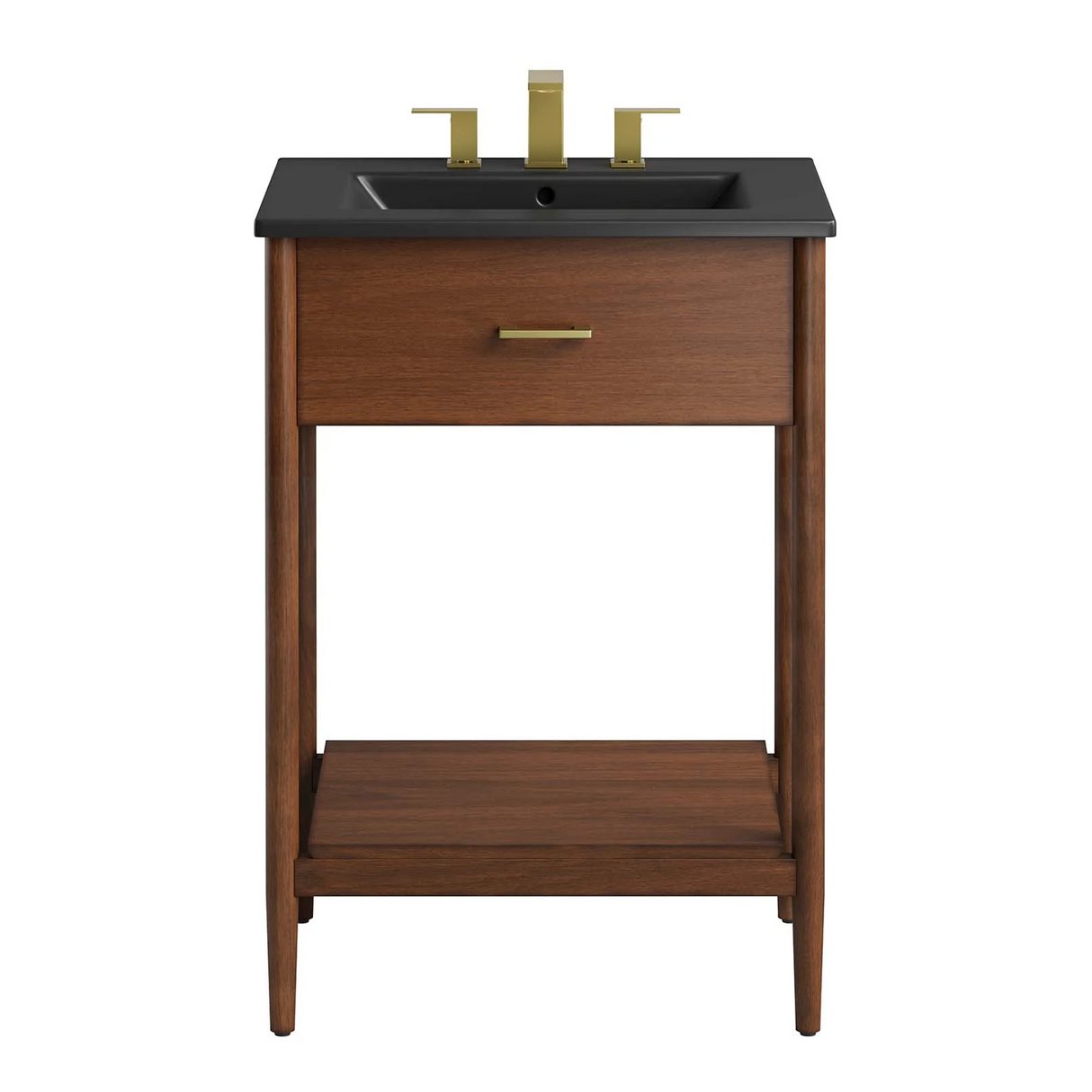 Zaire 24 In. Freestanding Bathroom Vanity with Ceramic Sink Top & Open Shelf Storage