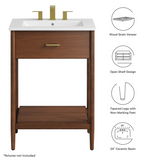 Zaire 24 In. Freestanding Bathroom Vanity with Ceramic Sink Top & Open Shelf Storage