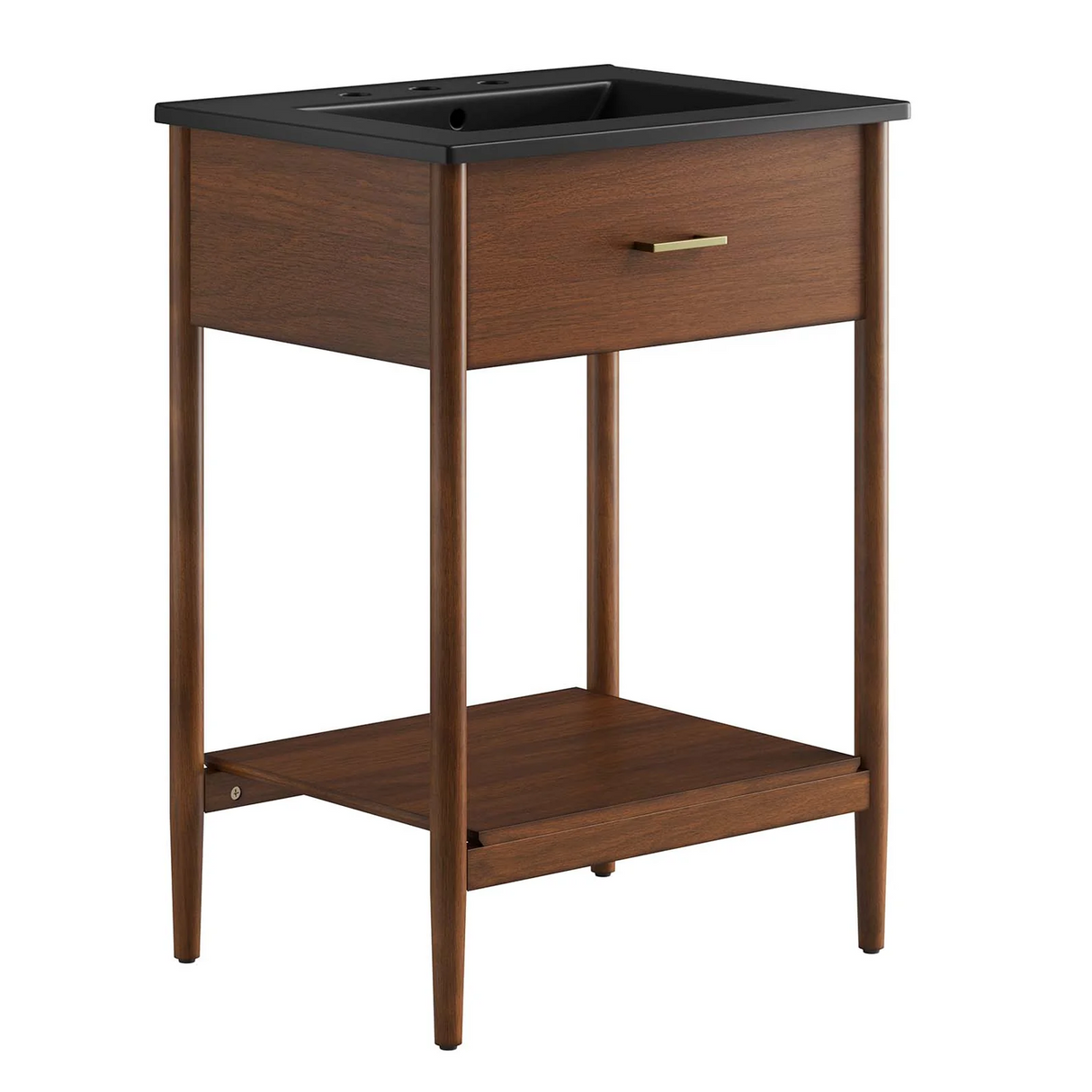 Zaire 24 In. Freestanding Bathroom Vanity with Ceramic Sink Top & Open Shelf Storage