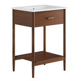 Zaire 24 In. Freestanding Bathroom Vanity with Ceramic Sink Top & Open Shelf Storage