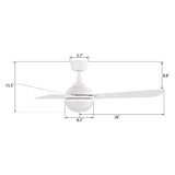 ZELDA 52 inch 3 - Blade Ceiling Fan with LED Light & Remote - LEDMyPlace
