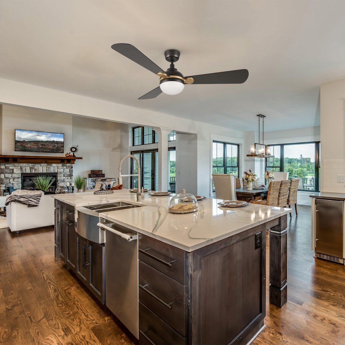 ZELDA 52 inch 3 - Blade Ceiling Fan with LED Light & Remote - LEDMyPlace