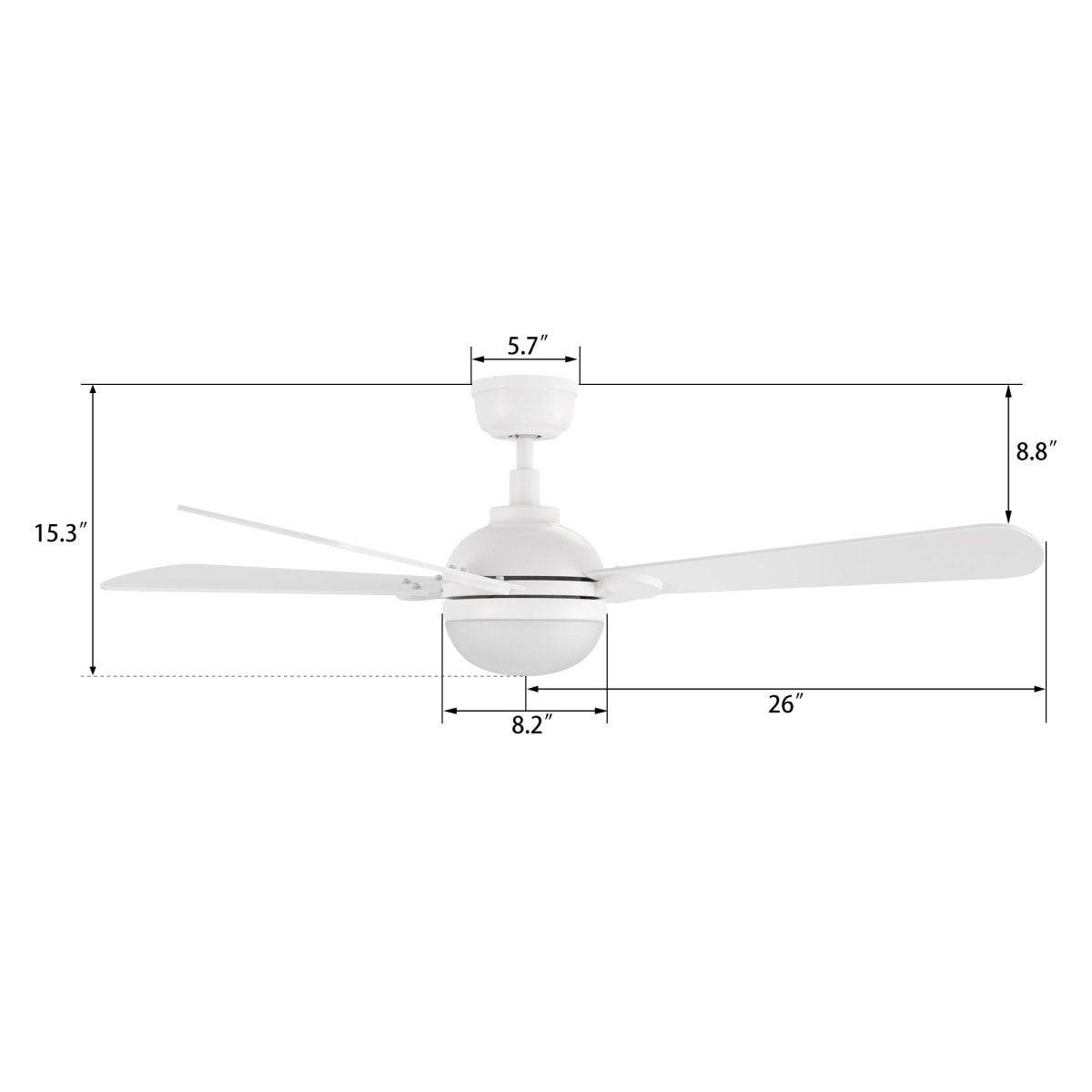 ZELDA 52 inch 4 - Blade Ceiling Fan with LED Light & Remote - LEDMyPlace