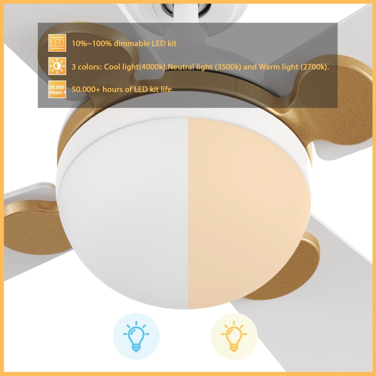 ZELDA 52 inch 4 - Blade Ceiling Fan with LED Light & Remote - LEDMyPlace