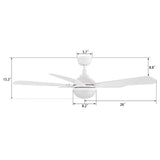 ZELDA 52 inch 5 - Blade Ceiling Fan with LED Light & Remote - LEDMyPlace