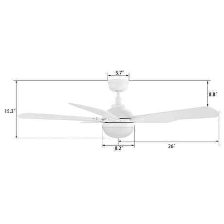 ZELDA 52 inch 5 - Blade Ceiling Fan with LED Light & Remote - LEDMyPlace