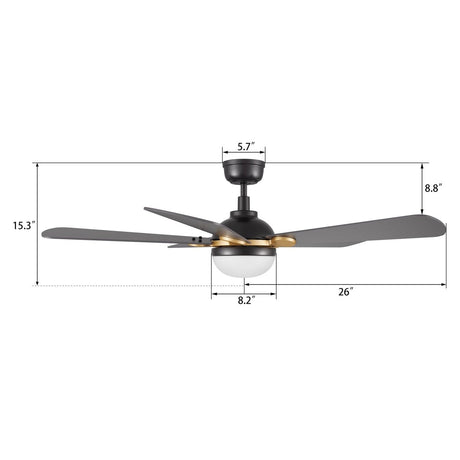 ZELDA 52 inch 5 - Blade Ceiling Fan with LED Light & Remote - LEDMyPlace