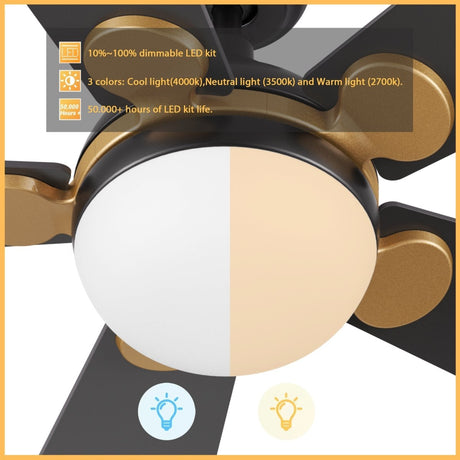 ZELDA 52 inch 5 - Blade Ceiling Fan with LED Light & Remote - LEDMyPlace