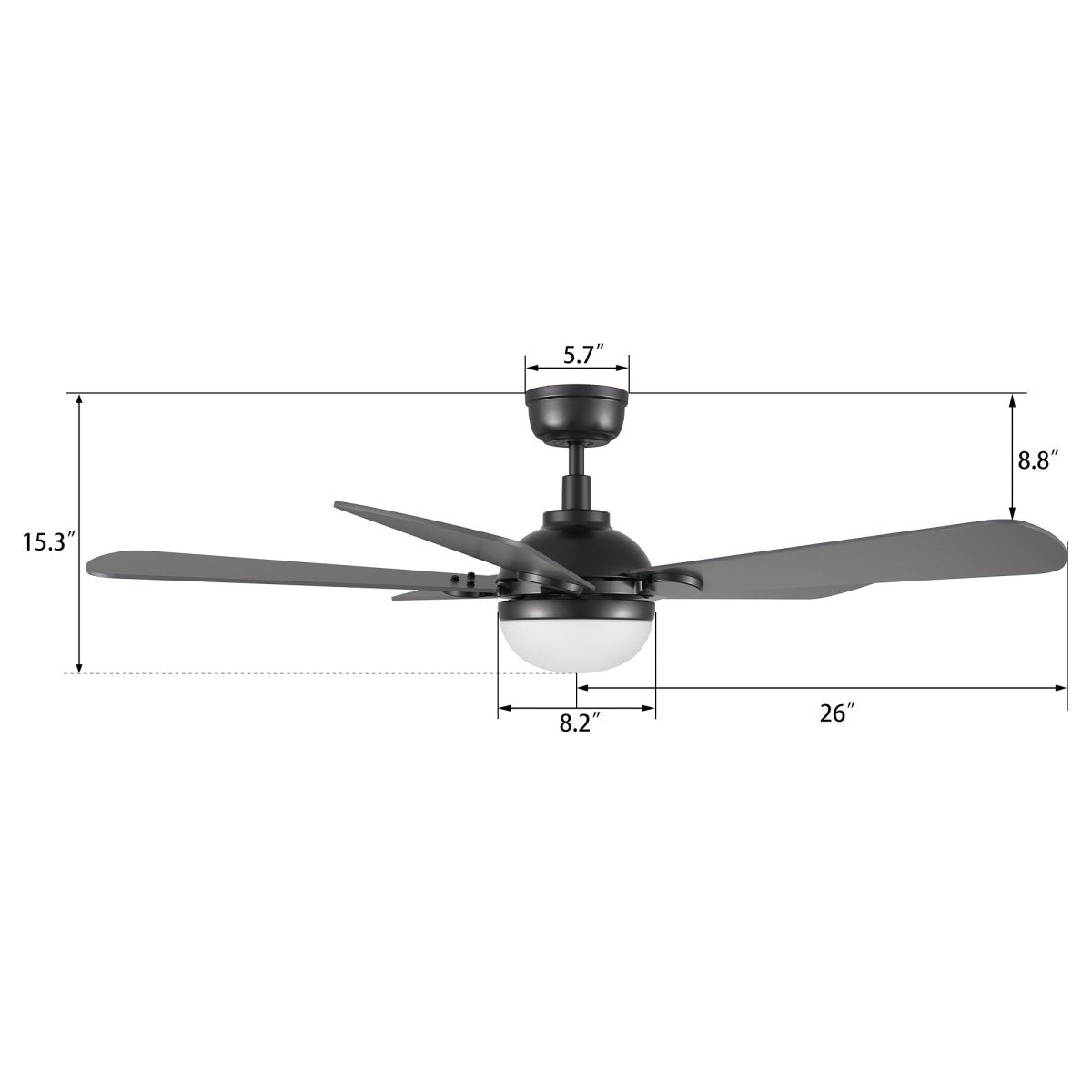 ZELDA 52 inch 5 - Blade Ceiling Fan with LED Light & Remote - LEDMyPlace
