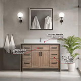 Ziva 48" Rustic Barnwood Freestanding  Bathroom Vanity Cabinet Without Top