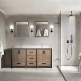 Ziva Rustic Barnwood Freestanding Bathroom Vanity, Cultured Marble Top, White Square Sink