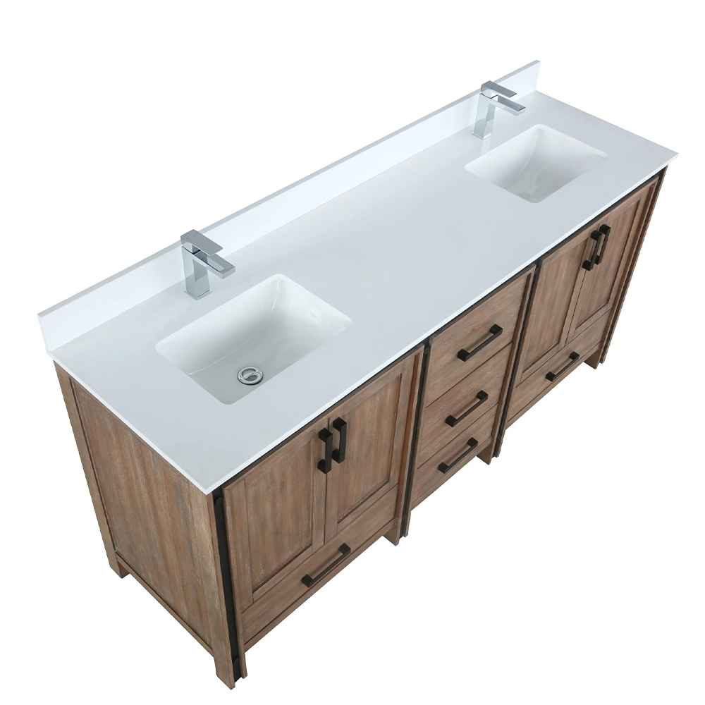 Ziva Rustic Barnwood Freestanding Bathroom Vanity, Cultured Marble Top, White Square Sink