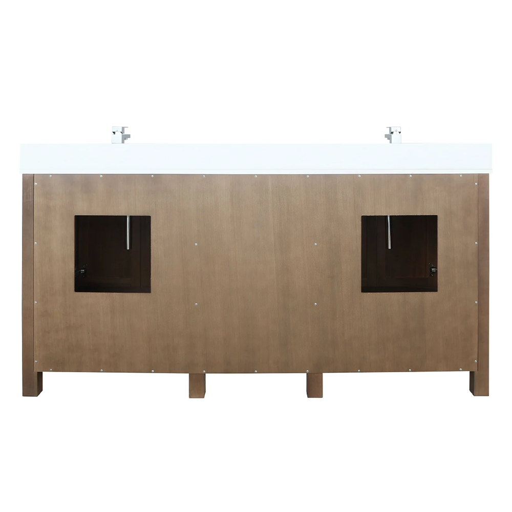 Ziva Rustic Barnwood Freestanding Bathroom Vanity, Cultured Marble Top, White Square Sink