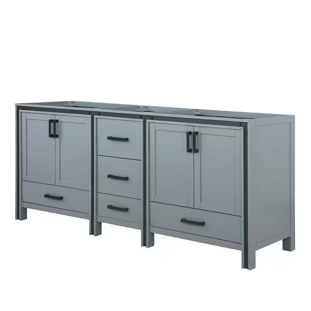 Ziva 80 In. Dark Grey Freestanding Double Bathroom Vanity Cabinet Without Top