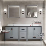 Ziva 80 In. Dark Grey Freestanding Double Bathroom Vanity Cabinet Without Top