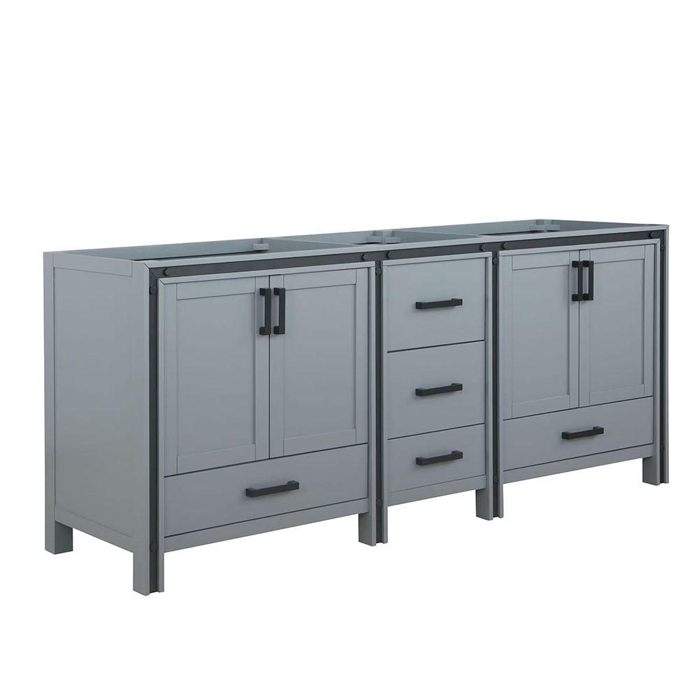 Ziva 80 In. Dark Grey Freestanding Double Bathroom Vanity Cabinet Without Top